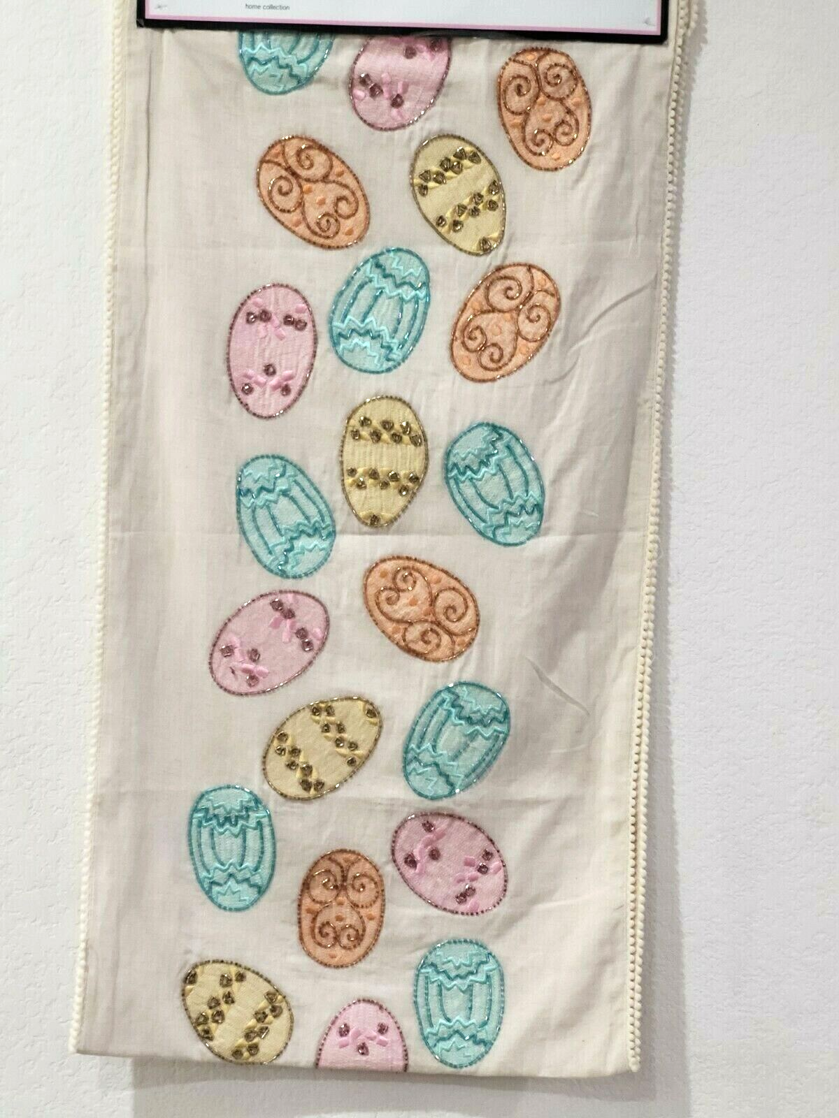 Tabitha Webb Easter Eggs Beaded Table Runner Home Decor 16x72&quot; - $39.59