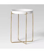 Threshold Iron Planter Stand Indoor Outdoor Round Tray Top End Table, Wh... - $602.98 MXN