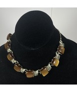 Vintage Coro Dark Chocolate Brown Opalescent Lucite Necklace Choker - $336.24 MXN