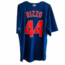 Majestic Cool Base Chicago Cubs Anthony Rizzo #44 Jersey Men&#39;s Large Blue - £53.02 GBP