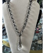 Sterling Silver Cut Crystal Pendulum Pendant Chain Necklace 29” - $186.96