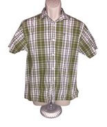 Southpole Hexagon Shirt Mens L Green Plaid Short Sleeve Button Up Casual... - $311.39 MXN