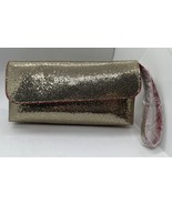 Estee Lauder Cosmetic Makeup Bag Wristlet Clutch Gold Sparkle Red Trim NEW - €7,18 EUR