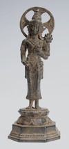 Antico Java Stile Majapahit IN Piedi Bronzo Devi Tara Statua - 20.5cm/20.3cm - £490.85 GBP