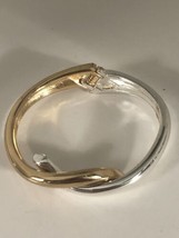 Banana Republic Hinged Cuff Bracelet Silver &amp; Gold Tone Excellent Condition - $11.87