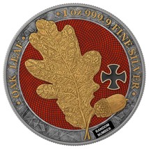 1 Oz Silver Coin 2019 5 Mark Germania Oak Leaf Antique Finish - Golden Cross - £100.66 GBP