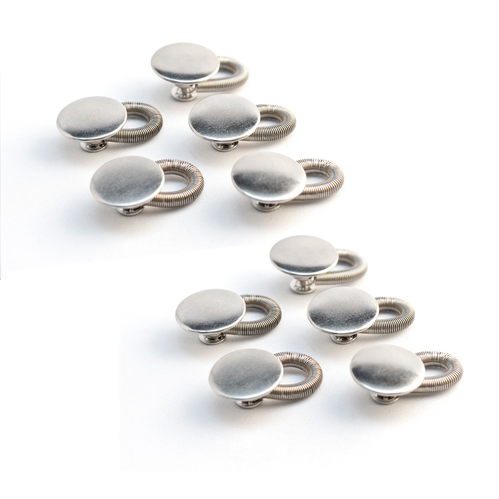 Stretchy Button Pant Extender [10-pack] - Durable, Flexible Metal Adds up to 2