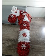 (1) Christmas Candy Cane Wreath Hanger Tinsel Red and White . New - £12.55 GBP