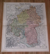 1905 Antique Map Of Kingdom Of Württemberg / Stuttgart Inset Map / Germany - £21.27 GBP