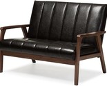 Baxton Studio Nikko 2-Seater Sofa, 29.45LX44.66WX31.59H, Dark Brown - $350.99