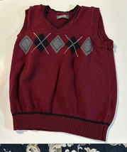 Vest Youth Unbranded Size 7 Burgundy 100% Cotton Diamond Design Ribbing China - £4.68 GBP