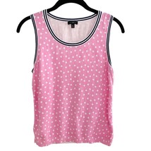 Talbots Barbiecore Pink With White Polka Dot Sleeveless Sweater Vest - £19.66 GBP