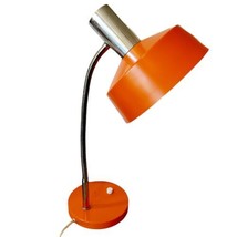 Vintage 70s Desk Lamp Orange Metal Gooseneck Retro Mid Century MCM Germany - $193.49