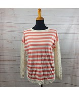 Talbots Women&#39;s Petite White &amp; Coral Crewneck Sweater Size PXL NWT - $37.74 CAD