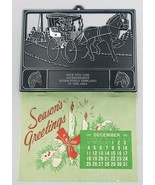 1966 Silhouette Black Riding Horse Drawn Carriage Salesman Sample Calendar  - £9.64 GBP