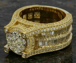 3.5ct Baguette Diamond White Men&#39;s Hip hop Statement Ring 14k White Gold Over - £101.45 GBP