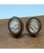 Vintage INC. 1/20 12K GF Gold Filled Screw Back Carved CAMEO Delicate Ea... - $19.24 CAD