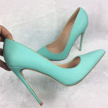Lk mint green croc effect women sexy stiletto pumps 8cm 10cm 12cm high heel pointed toe thumb200