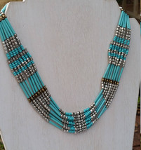American Eagle Outfitters Turquoise Colored Beaded Statement 18 Inch to ... - £12.55 GBP
