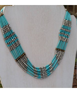 American Eagle Outfitters Turquoise Colored Beaded Statement 18 Inch to ... - £12.74 GBP