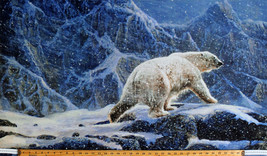 24.5&quot; X 44&quot; Panel Polar Bear Arctic Iceberg Nature Digital Cotton Fabric D765.21 - £5.50 GBP