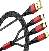 Multi Charger Cable 2Pack 6ft Braided Universal 3 in 1 Multiple Ports Devices US - £24.48 GBP