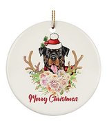 hdhshop24 Merry Christmas Rottweiler Dog Flower Circle Ornament Gift Pin... - £15.51 GBP