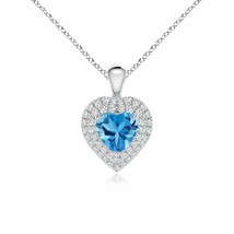 ANGARA 1.37 Ct Swiss Blue Topaz Pendant with Diamond Double Halo in 14K Gold - $1,700.10