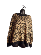 Jason Wu Animal Print Crew Neck Sweater Tan Black Print Women Size XL - £17.55 GBP