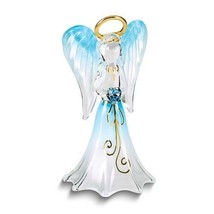 Glass Baron Blue Angel with Swarovski Crystal Heart Glass Figurine - $27.42