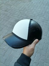 Custom Helmet Motorcycle Half Helmet Baseball Hat Cap Black Silver Fiber... - £173.12 GBP