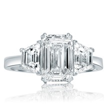 GIA 2.06CT D-VS1 3 Stone Lab Grown Emerald Diamond (2.84TCW) Ring 18k White Gold - £3,378.93 GBP