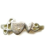 sz 9 Love Word Cursive Script Band Design Sterling Silver 925 Vintage Ring - £46.92 GBP
