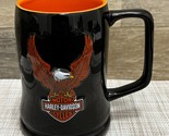 Harley-Davidson 3D Raised Eagle Logo Black &amp; Orange Coffee Mug Cup ~ Lic... - £11.62 GBP