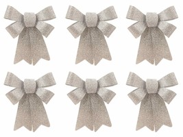 No-Mess Holiday Glitter Bows (6 Pack, 7 In) Indoor Outdoor Shimmer Christmas - £22.11 GBP