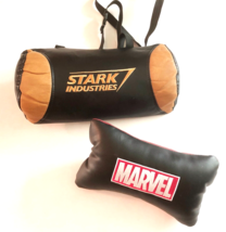 Marvel Stark Industries Lot 2 Neck Pillows Faux Leather Head Rest Cushions Strap - £31.84 GBP