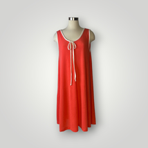 Vintage Sears At Home Lounge Orange White Piping Dress Sleeveless Knit L/XL - £26.64 GBP
