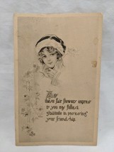 Lady With Flowers And Poem Ullman MFG Co N Y Valentine Postcard - $19.80