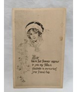 Lady With Flowers And Poem Ullman MFG Co N Y Valentine Postcard - $19.80