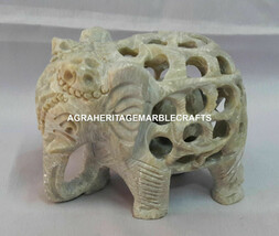 Marble Lattice Baby Elephant Handmade Arts Living Room Show Piece Decor ... - $57.88 CAD+