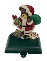 Christmas Bear Santa Stocking Hanger Weighted Handpainted Adjustable Hook - £14.52 GBP