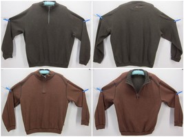Tommy Bahama Xl 'flip Out' BROWN/BROWN Reversible 1/4 Zip Pullover Sweatshirt - $34.56