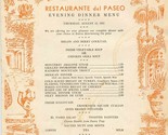 Restaurante Del Paseo Evening Dinner Menu 1937 Santa Barbara California  - $57.42