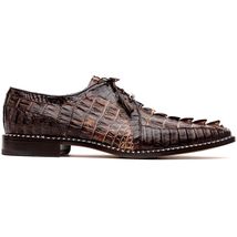 Caribe Rustic Genuine Caiman Crocodile Dress Shoes Derby Orix / Brown image 2