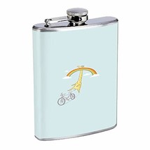 Rainbow Giraffe Bicycle Hip Flask Stainless Steel 8 Oz Silver Drinking W... - £7.80 GBP