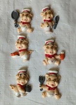 Gift Co. Lot of 6 Pig Chef Piggy Refrigerator Magnets Plastic Googly Eye... - $13.54