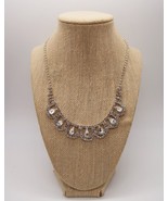 Modern vintage inspired white rhinestone 20&quot; collar necklace teardrop ac... - £11.78 GBP