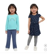 Lands&#39; End Boys Girls Top Leggings Light Blue 4-Piece Crewneck Rainbow - $802.15 MXN