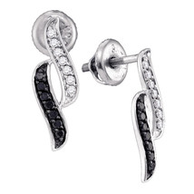 10K White Gold Black Color Enhanced Round Diamond Screwback Stud Earrings 1/3 - £205.51 GBP