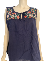 NWT J.Crew Navy Embroidered Sleeveless V Neck Top size 3X - £30.25 GBP